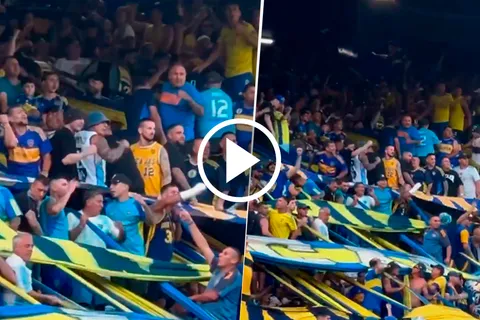 VIDEO | El Pipa Benedetto apareció en La Bombonera junto a La 12 para ver el partido de Boca