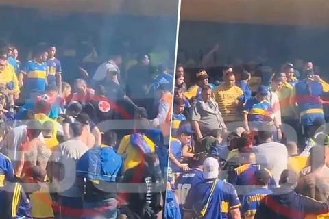 VIDEO | Descubrieron a un hincha de River infiltrado en La Bombonera: lo golpearon y fue retirado en camilla