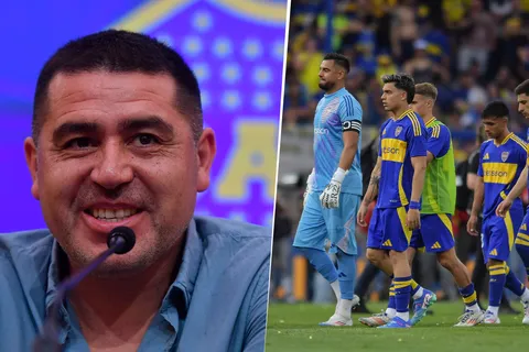 Juan Román Riquelme y los jugadores de Boca