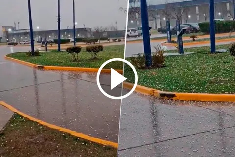 VIDEO | Fuerte temporal en Ezeiza: granizo gigante en Boca Predio antes del Superclásico