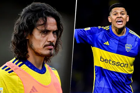 Edinson Cavani y Marcos Rojo en Boca