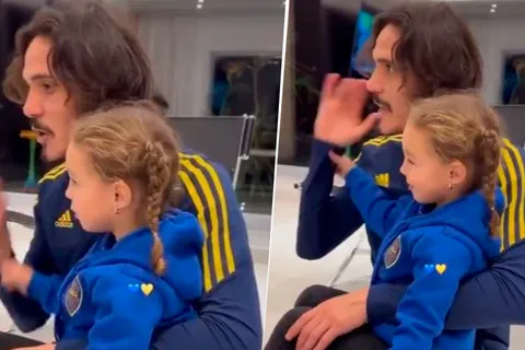 VIDEO | Ya la hizo hincha: Cavani se mostró junto a su hija cantando canciones de Boca 