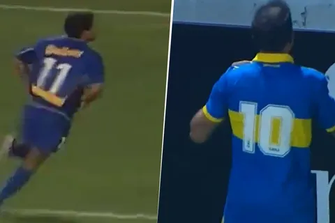 Iguales: Carreño recreó un recordado gol a River en el Superclásico del Senior