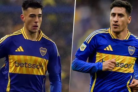 Aaron Anselmino y Miguel Merentiel en Boca