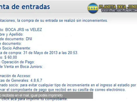A la cancha con el comprobante de pago impreso