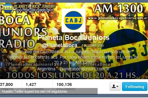 twitter cien mil seguidores boca boca