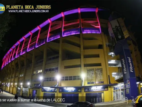 La Bombonera, iluminada de rosa