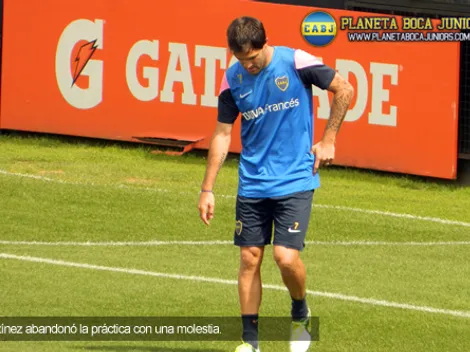 Martínez se retiró de la práctica con una molestia
