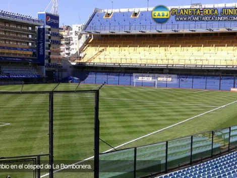 Cambio en el dibujo del césped de La Bombonera