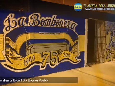Mural por los 75 años de La Bombonera