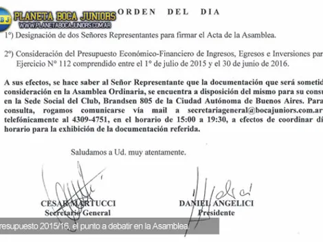 A las 19, Asamblea por el presupuesto 2015/16