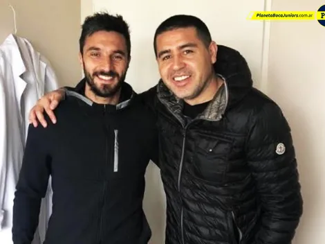 Riquelme y Scocco, juntos