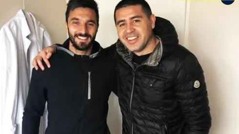 Riquelme y Scocco, juntos