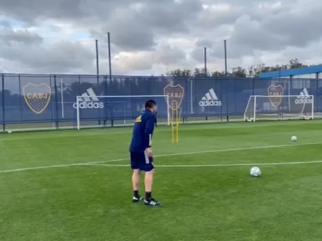 Intacto: apareció un video de Riquelme pateando tiros libres en el predio de Ezeiza