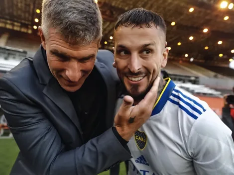 Un encuentro muy esperado: Martín Palermo y Darío Benedetto se fundieron en un afectuoso abrazo