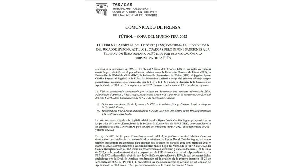 El último fallo del TAS