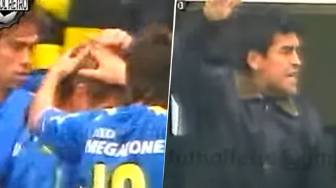 Diego en el palco, un equipazo en la cancha. (Foto: Boca Retro)