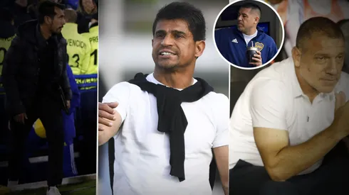 La charla de Riquelme con el cuerpo técnico. (Getty)