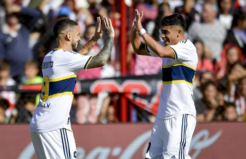Benedetto y Langoni festejan a lo Boca. Foto: Getty