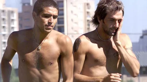 Pandolfi y Riquelme, compañeros en Boca.