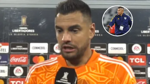 Sergio Romero, la figura, habló de Almirón. (Captura//Getty)