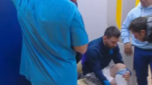 Messi en el vestuario de Boca