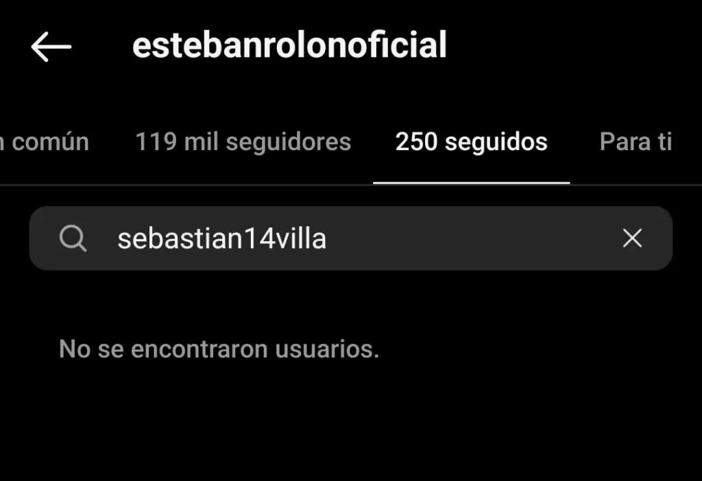 El unfollow de Esteban Rolón en Instagram a Villa.