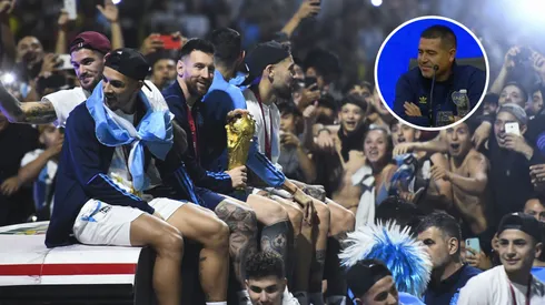 Román y los campeones del mundo. (Getty)