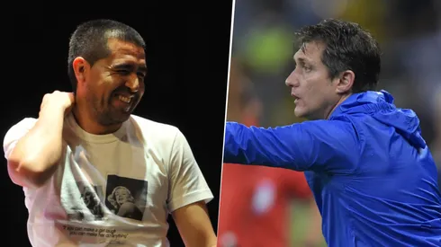 El llamado de Riquelme a Barros Schelotto. Foto: Getty