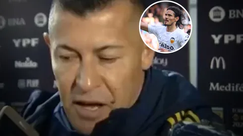 Almirón habló de Cavani (captura TyC Sports//Getty)