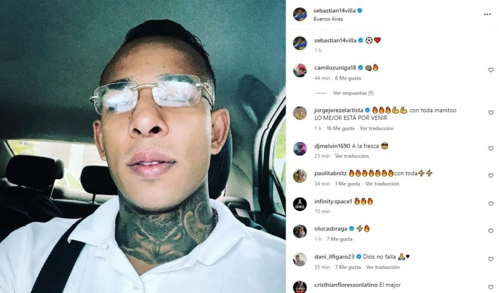 Publicación de Sebastían Villa en Instagram.