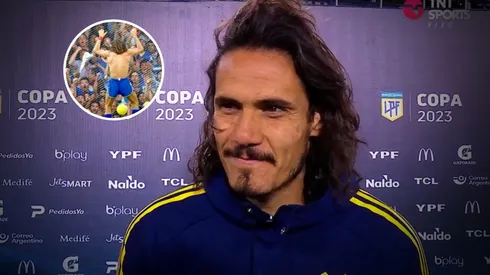 Cavani explicó por qué no se subió al alambrado. (Captura TNT Sports)
