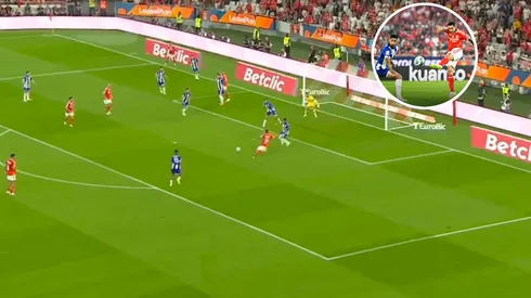 Varela no pudo ante el Benfica de Di María y Otamendi. Foto: Captura