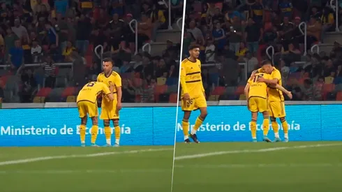 El gesto del delantero uruguayo para con el ex Vélez. Foto: Captura (Boca Oficial)