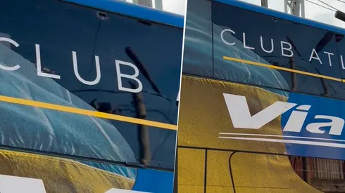 El micro Xeneize apedreado. Foto: Captura.