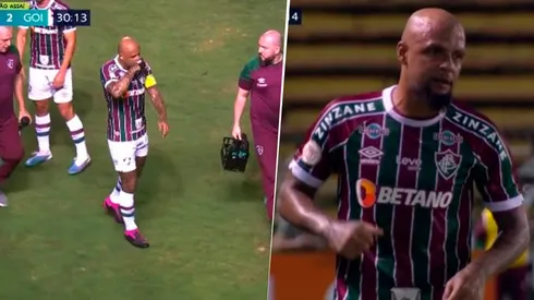 La molestia que sintió Felipe Melo y le impidió seguir en el campo. (Captura Sportscenter)
