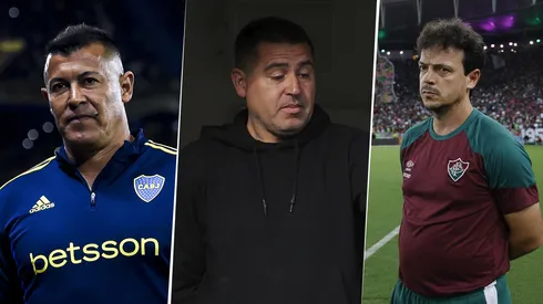 Jorge Almirón, Juan Román Riquelme y Fernando Diniz