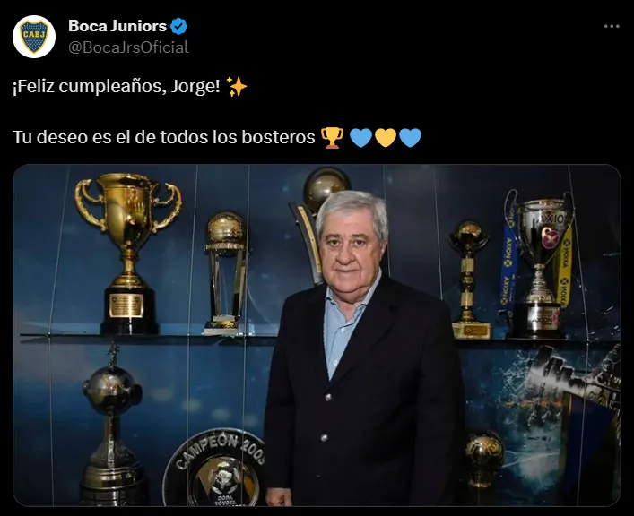 El tuit de la cuenta oficial de Boca sobre Jorge Ameal. (Captura)