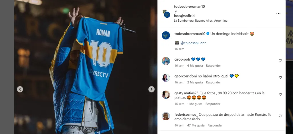 Trueno, en la despedia de Riquelme