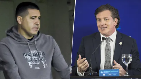 Juan Román Riquelme y Alejandro Domínguez, presidente de la CONMEBOL