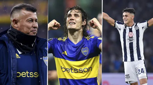 Jorge Almirón y Edinson Cavani en Boca