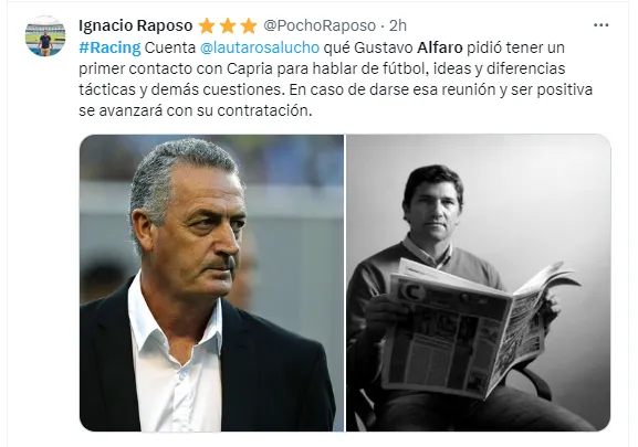 Qué deben hablar Alfaro y Racing