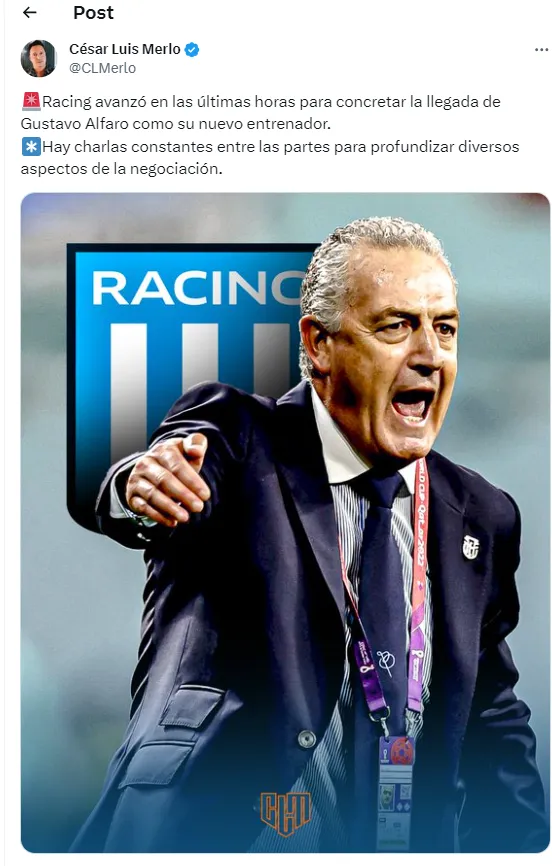 Las novedades sobre Alfaro y Racing