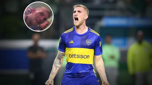 La cargada del central de Boca al Millonario. Foto: Getty y Captura