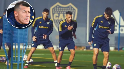 Boca entrenando en el Predio