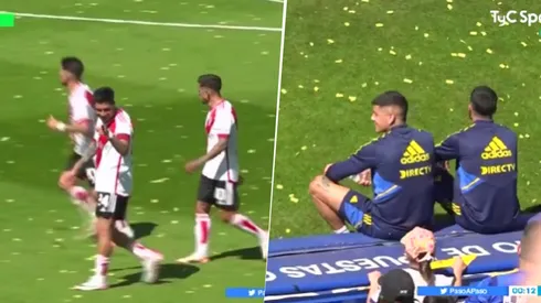 El gesto de Enzo Pérez a Marcos Rojo.
