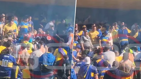 Hinchas de Boca golpearon a un inflitrado de River en La Bombonera. Foto: Captura