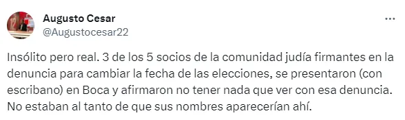 La sorpresa con respecto a la modificación de la fecha de las elecciones. (Captura)