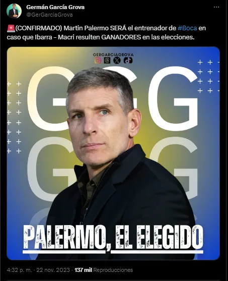 El Titán es el DT que propone la oposición en caso de ganar.