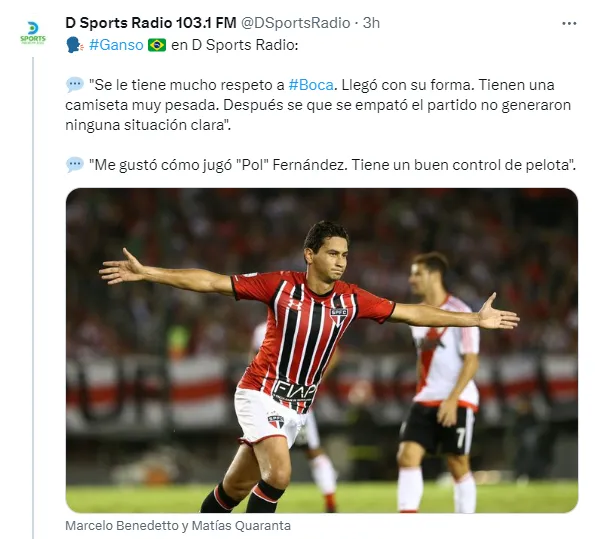 La palabra de Ganso en diálogo con D Sports Radio. (Captura)